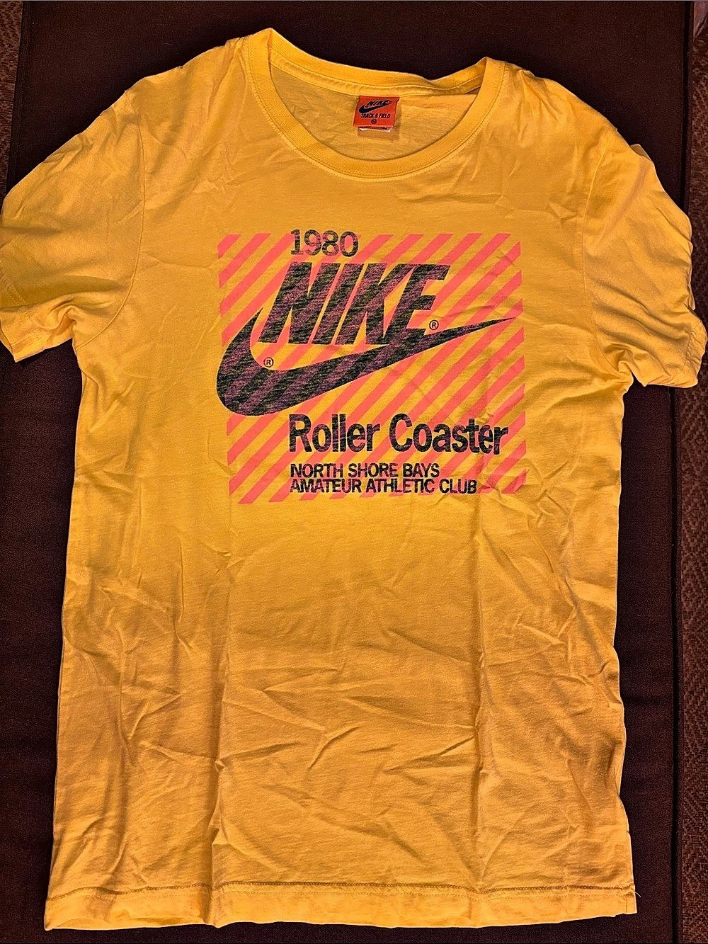 VINTAGE Nike Track & Field 1980 Roller Coaster T-Shirt Graphic Tee